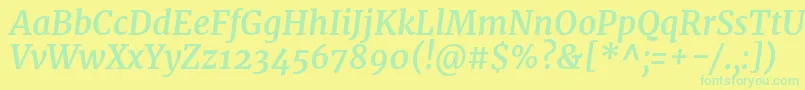 MerriweatherBolditalic Font – Green Fonts on Yellow Background