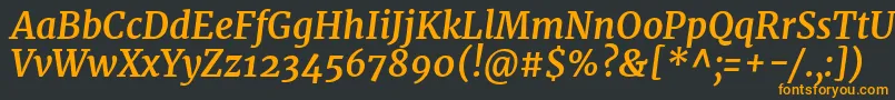 MerriweatherBolditalic Font – Orange Fonts on Black Background