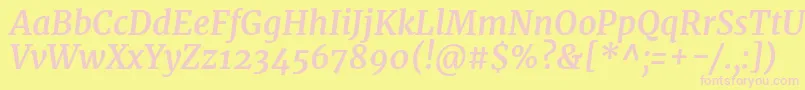 MerriweatherBolditalic Font – Pink Fonts on Yellow Background