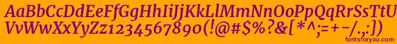 MerriweatherBolditalic Font – Purple Fonts on Orange Background