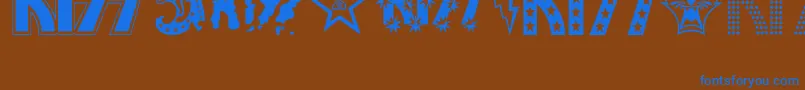 Theki-Schriftart – Blaue Schriften auf braunem Hintergrund