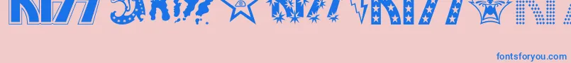 Fonte Theki – fontes azuis em um fundo rosa