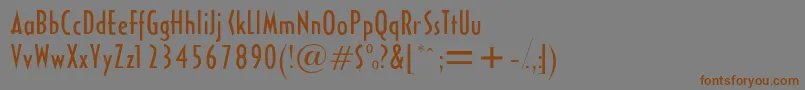 フォントHalseycondssk – 茶色の文字が灰色の背景にあります。