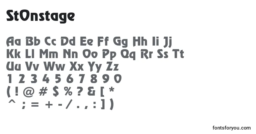 A fonte StOnstage – alfabeto, números, caracteres especiais