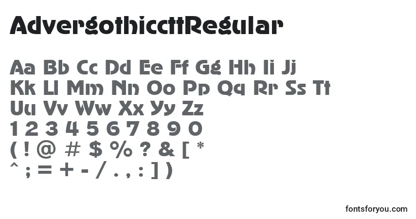 Czcionka AdvergothiccttRegular – alfabet, cyfry, specjalne znaki