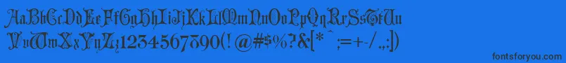 Grusskarten-fontti – mustat fontit sinisellä taustalla
