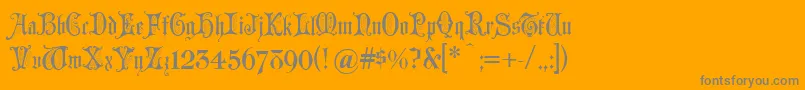 Grusskarten-Schriftart – Graue Schriften auf orangefarbenem Hintergrund