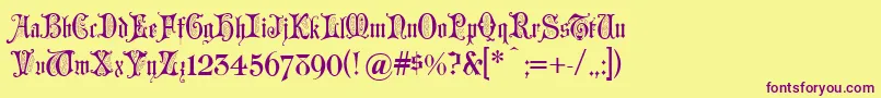 Grusskarten Font – Purple Fonts on Yellow Background