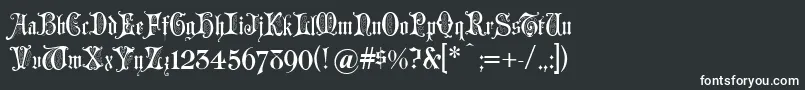 Grusskarten-fontti – valkoiset fontit mustalla taustalla