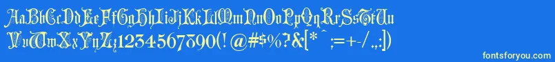 Grusskarten Font – Yellow Fonts on Blue Background