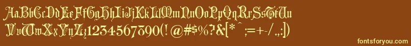 Grusskarten Font – Yellow Fonts on Brown Background