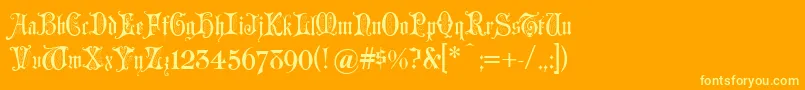 Grusskarten-Schriftart – Gelbe Schriften auf orangefarbenem Hintergrund