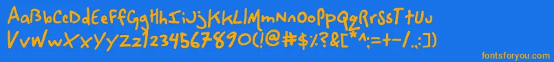 フォントSpaceCowboy – オレンジ色の文字が青い背景にあります。