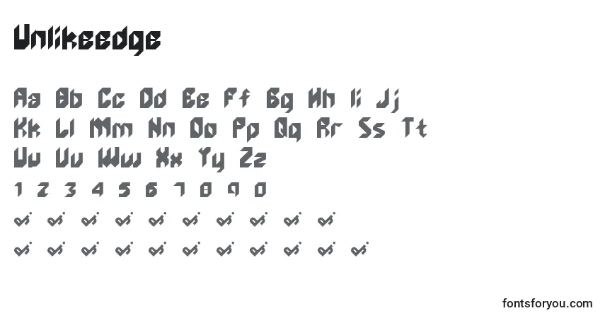Шрифт Unlikeedge – алфавит, цифры, специальные символы