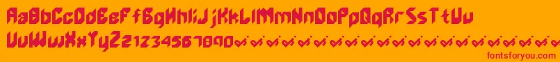 Unlikeedge-Schriftart – Rote Schriften auf orangefarbenem Hintergrund