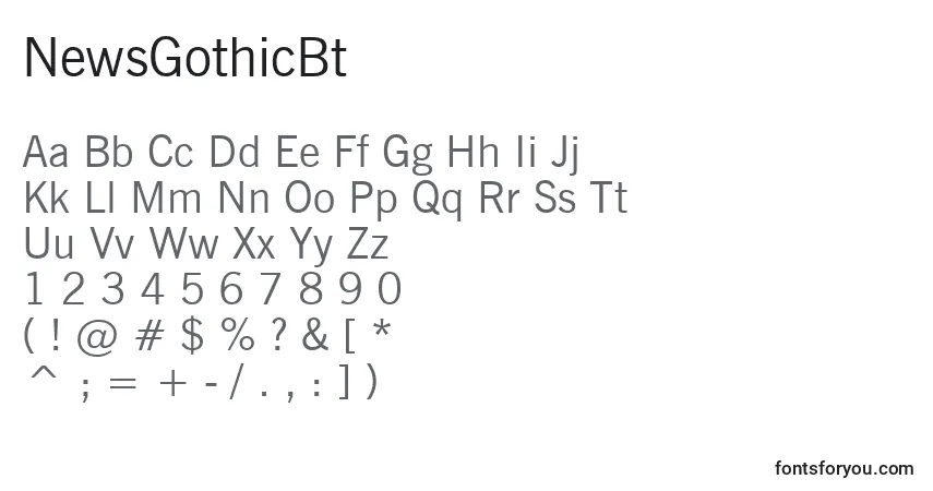 NewsGothicBt Font – alphabet, numbers, special characters