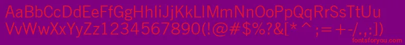 NewsGothicBt-Schriftart – Rote Schriften auf violettem Hintergrund