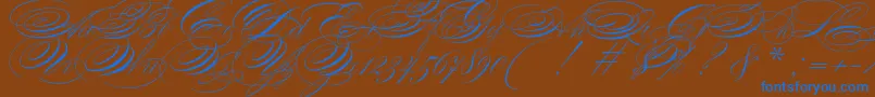 ZanerianTwo-Schriftart – Blaue Schriften auf braunem Hintergrund