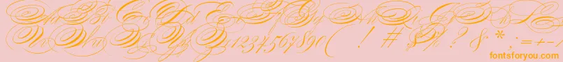 ZanerianTwo-Schriftart – Orangefarbene Schriften auf rosa Hintergrund