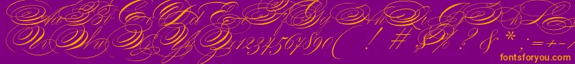 ZanerianTwo-Schriftart – Orangefarbene Schriften auf violettem Hintergrund