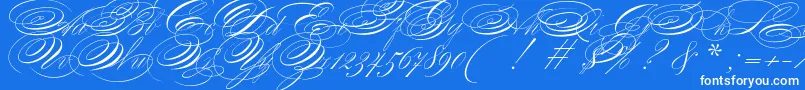 ZanerianTwo-Schriftart – Weiße Schriften auf blauem Hintergrund