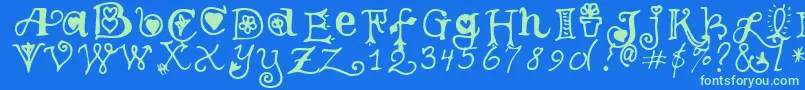 TeenageGirl3 Font – Green Fonts on Blue Background