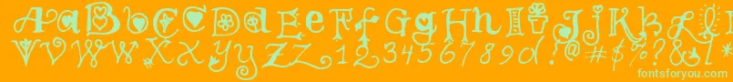 TeenageGirl3-Schriftart – Grüne Schriften auf orangefarbenem Hintergrund