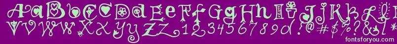 TeenageGirl3 Font – Green Fonts on Purple Background