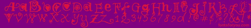 TeenageGirl3-Schriftart – Rote Schriften auf violettem Hintergrund