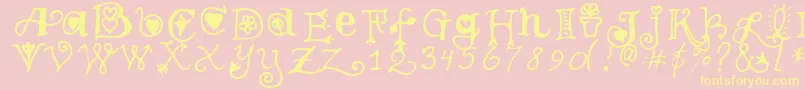 TeenageGirl3-Schriftart – Gelbe Schriften auf rosa Hintergrund