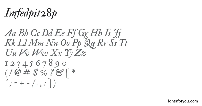 Czcionka Imfedpit28p – alfabet, cyfry, specjalne znaki