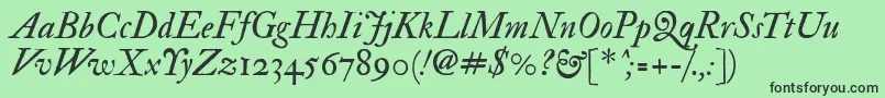 フォントImfedpit28p – 緑の背景に黒い文字