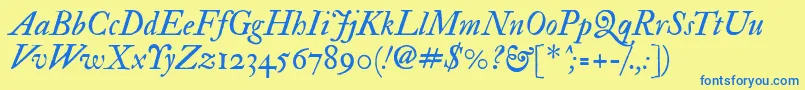 Imfedpit28p Font – Blue Fonts on Yellow Background