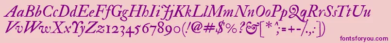 Imfedpit28p-Schriftart – Violette Schriften auf rosa Hintergrund