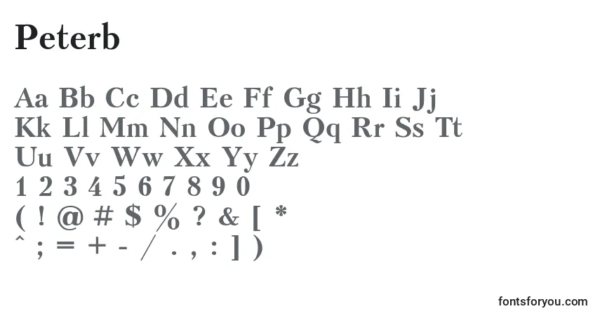 Czcionka Peterb – alfabet, cyfry, specjalne znaki