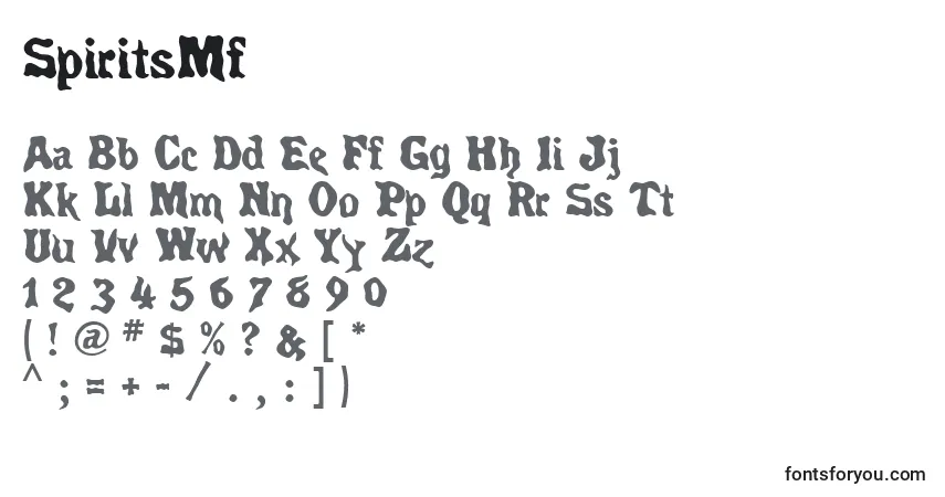 A fonte SpiritsMf – alfabeto, números, caracteres especiais