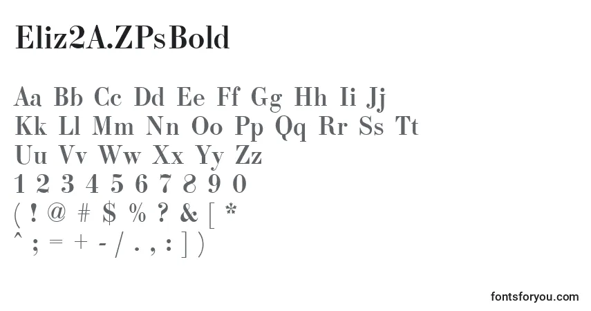 A fonte Eliz2A.ZPsBold – alfabeto, números, caracteres especiais