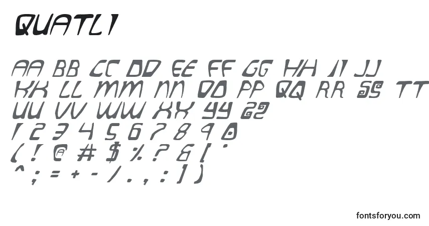 Schriftart Quatli – Alphabet, Zahlen, spezielle Symbole