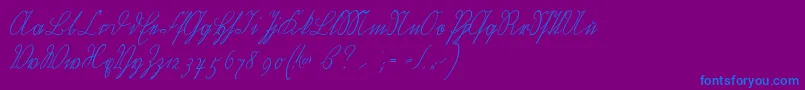 Wiegelkurrentmedium-Schriftart – Blaue Schriften auf violettem Hintergrund