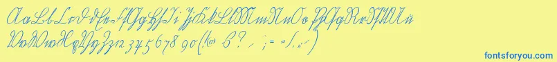 Wiegelkurrentmedium Font – Blue Fonts on Yellow Background