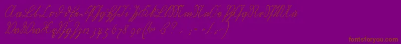 Wiegelkurrentmedium-Schriftart – Braune Schriften auf violettem Hintergrund