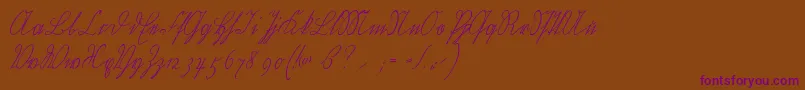 Wiegelkurrentmedium-Schriftart – Violette Schriften auf braunem Hintergrund