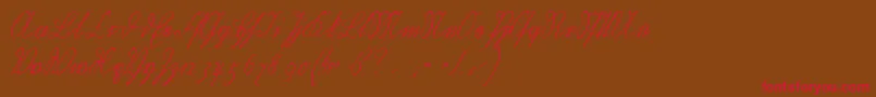 Wiegelkurrentmedium-Schriftart – Rote Schriften auf braunem Hintergrund