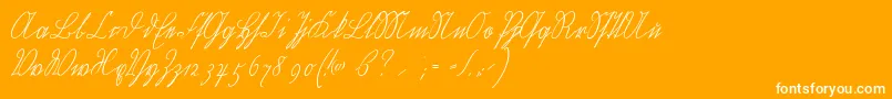 Wiegelkurrentmedium-Schriftart – Weiße Schriften auf orangefarbenem Hintergrund