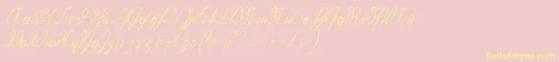 Wiegelkurrentmedium-Schriftart – Gelbe Schriften auf rosa Hintergrund