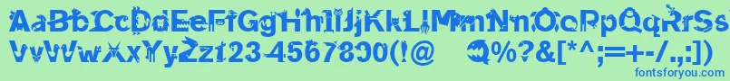 フォントLinotypeanimalia – 青い文字は緑の背景です。