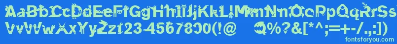 Linotypeanimalia Font – Green Fonts on Blue Background