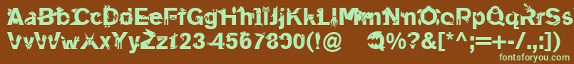 Czcionka Linotypeanimalia – zielone czcionki na brązowym tle