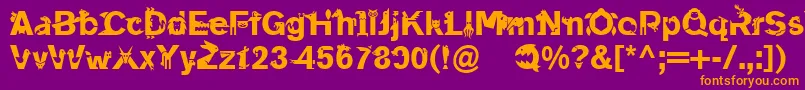 Czcionka Linotypeanimalia – pomarańczowe czcionki na fioletowym tle