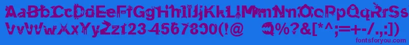 Linotypeanimalia Font – Purple Fonts on Blue Background